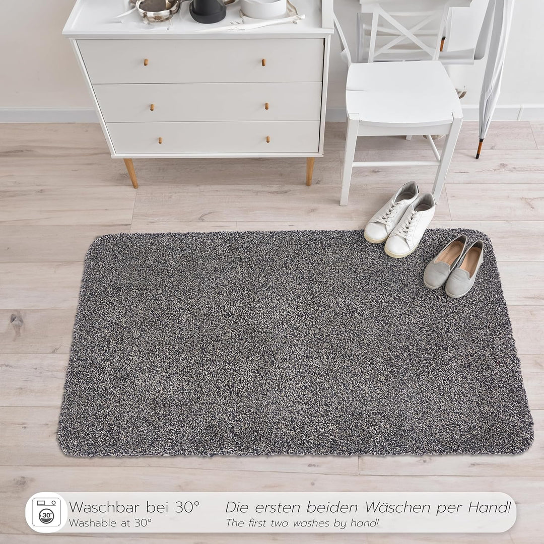 Astra Schmutzfangmatte innen waschbar 80x120 cm – Sauberlaufmatte anthrazit 100% Baumwolle Türmatte