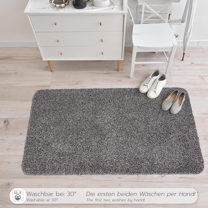 Astra Schmutzfangmatte innen waschbar 80x120 cm – Sauberlaufmatte anthrazit 100% Baumwolle Türmatte