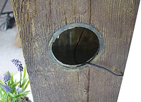 Gartenbrunnen BK823 in Holzoptik Springbrunnen Terrassenbrunnen Zimmerbrunnen mit Beleuchtung Warm W