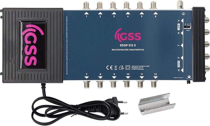 GSS 5/12 Multischalter 12 Teilnehmer 1 Satellit inklusive Aufdrehhilfe - Regelbare Terrestrik - Quat