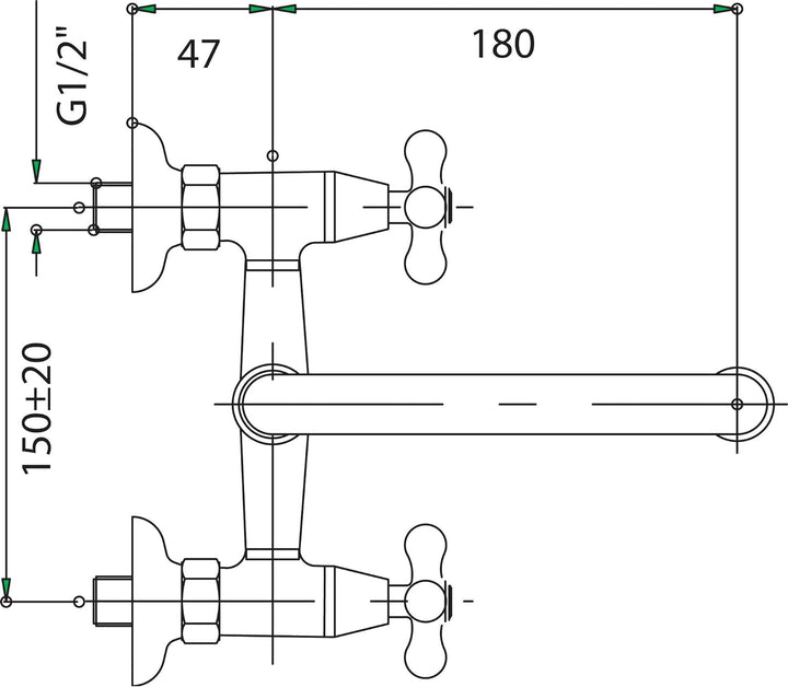 Ferro Nostalgie Wandarmatur Auslauf von Oben Chrom