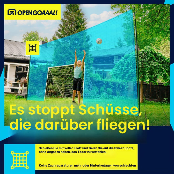 Open Goaaal - Fussballtor & Abprallnetz - Trainingsgerät für den Garten - Alles-in-einem Fussballnet