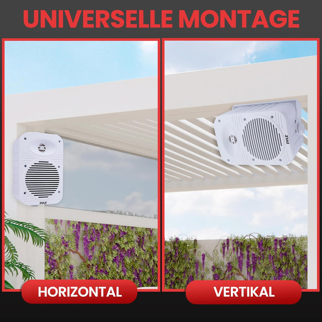 Pyle Lautsprecher Set Outdoor Indoor – 500W 4” 2-Wege Boxen wasserdicht Full Range Stereo Sound, Wet