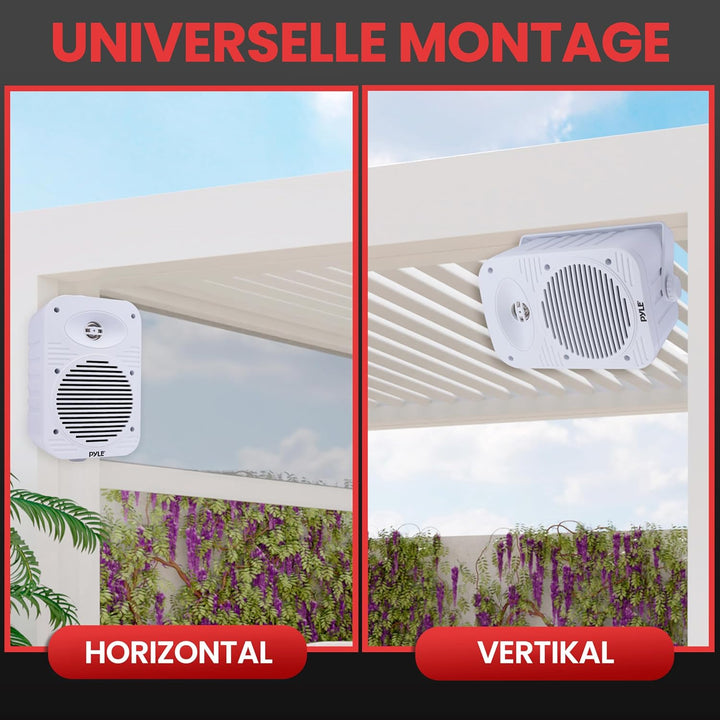 Pyle Lautsprecher Set Outdoor Indoor – 500W 4” 2-Wege Boxen wasserdicht Full Range Stereo Sound, Wet