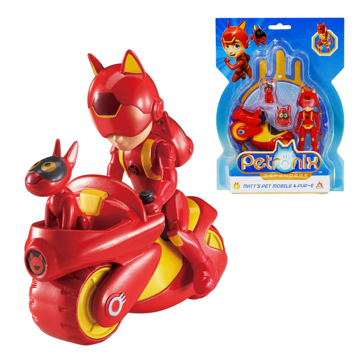 AlphaToys Petronix Defenders EU820010 - Matt Actionfigur & Pet Pup-E, ca. 8 cm grosse Spielfigur mit
