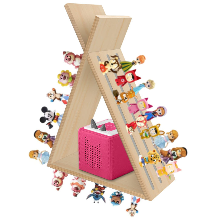 Tonie Regal für Toniebox und Tonie Figuren Dreieck Wandmontage oder Schreibtisch Magnetische Holzreg