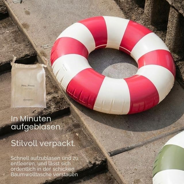 Petites Pommes Pool Inflatable Für Kinder – Robuster Schwimmreifen, Handbedrucktes Klassisches Strei