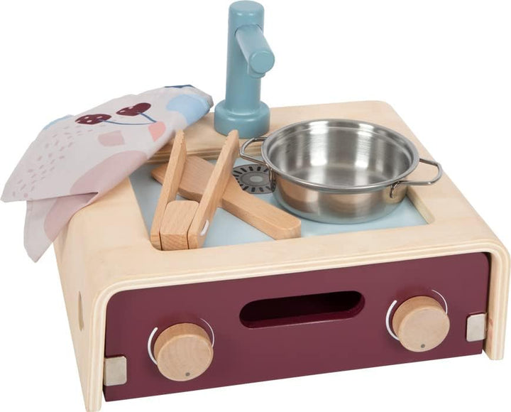 small foot Kinderküche Camping "tasty", Spielküche mit viel Zubehör, Rollenspielzeug für Kinder ab 3