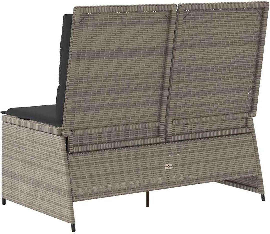 Homgoday Gartenliegebank mit Verstellbarer Rückenlehne - Poly-Rattan, Grau, 108 cm Sitzbreite, für E