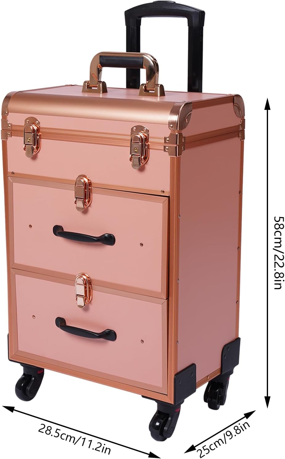 Kosmetikkoffer Trolley, Professionell Make Up Koffer mit Schublade und mit Rollen, Abschliessbar Sch