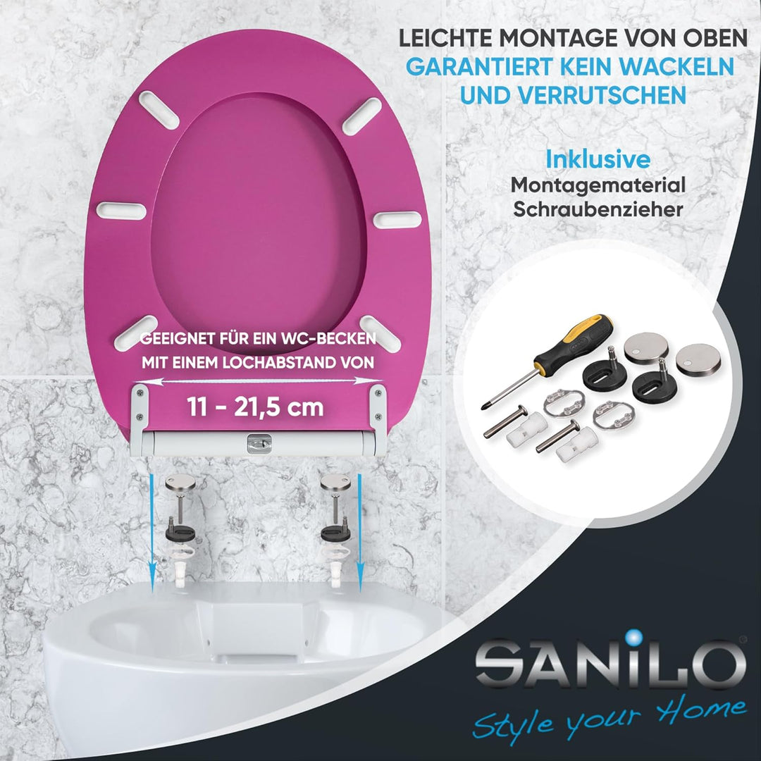 Sanilo WC Sitz mit Absenkautomatik & Schnellverschluss, Toilettendeckel per Knopfdruck abnehmbar, ei