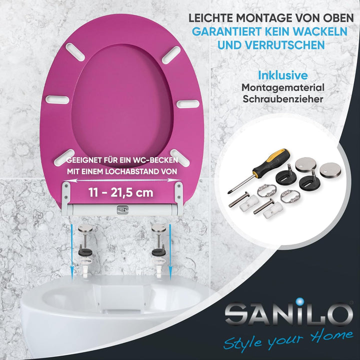 Sanilo WC Sitz mit Absenkautomatik & Schnellverschluss, Toilettendeckel per Knopfdruck abnehmbar, ei