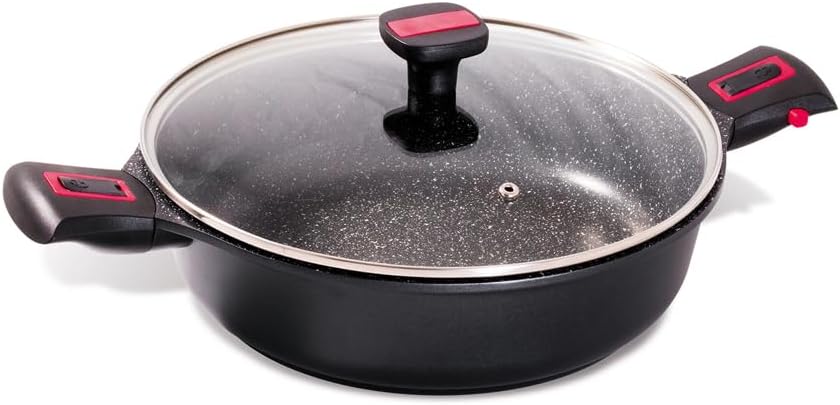 BAUMALU - Bratentopf mit Granit Pro Keramikdeckel - Aluminiumguss - Herdarten, einschliesslich Induk