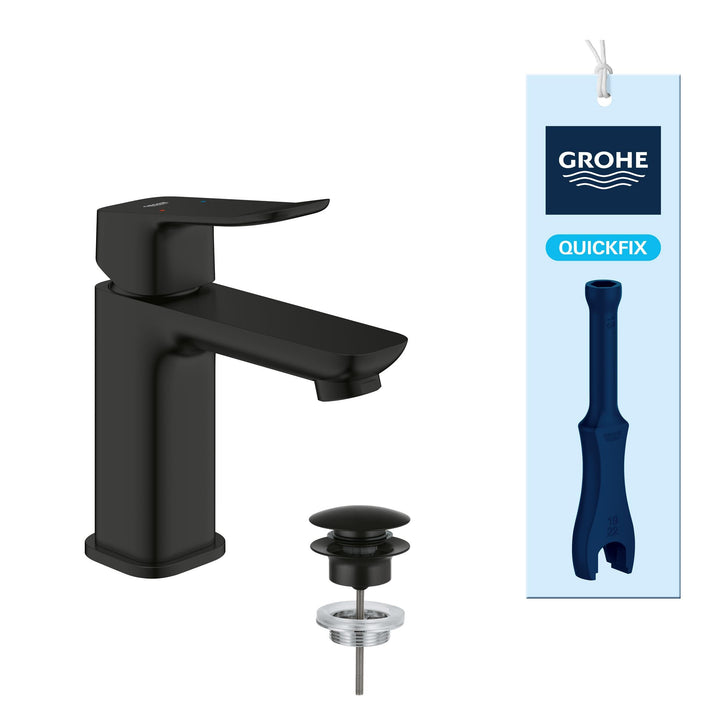 GROHE Dice, Waschtischarmatur, wassersparend (Wasserhahn für das Bad, Badarmatur mit Push-Open Ablau