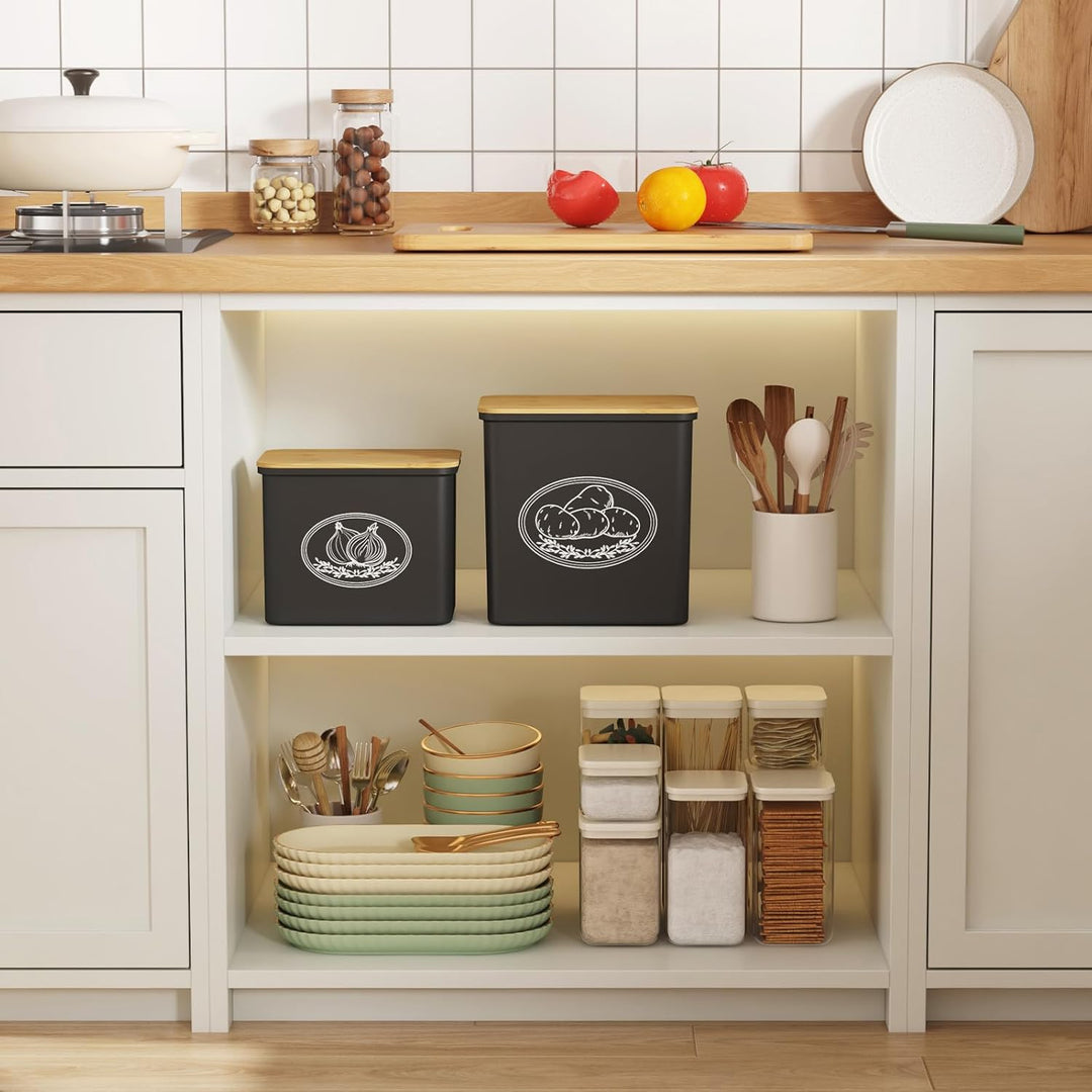 Lifewit Kartoffel Aufbewahrungsbox, 2er Set Grosse Kunttsoff Vorratsdosen für Kartoffel Zwiebel knob