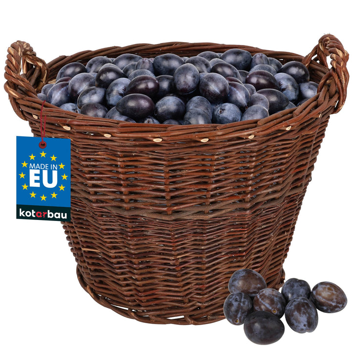 KOTARBAU® Weidenkorb mit Griffen - ø 50 cm - Blumen Korb - Aufbewahrung von Spielzeug - Holzkorb für