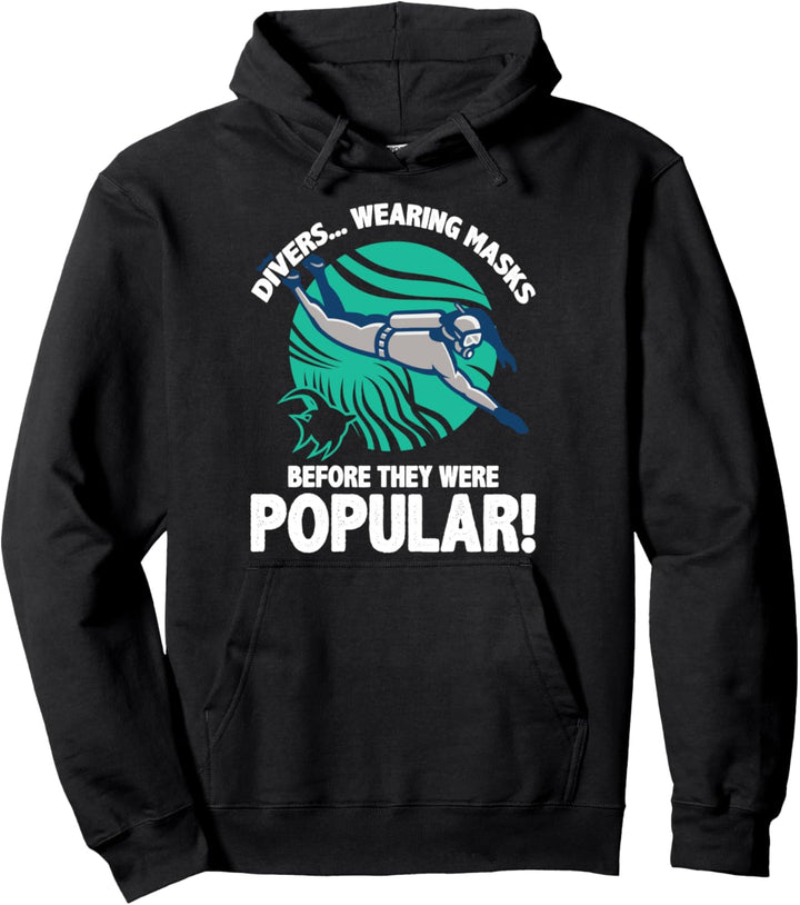 Humorous Wearing Mask Scuba Diver Pun Pullover Hoodie