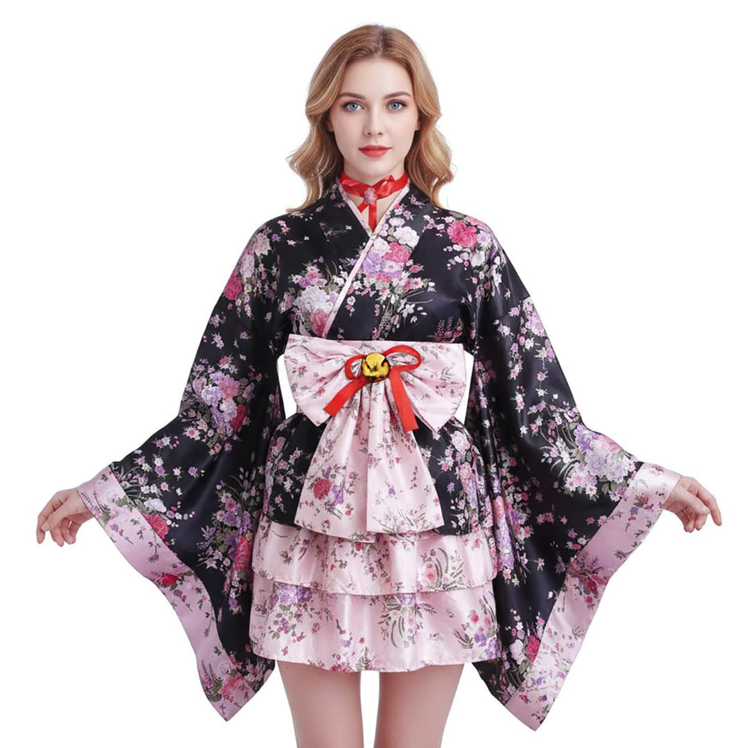 CoolChange Lolita Kimono Cosplay Kostüm mit Rüschenrock und Kimono mit weiten Ärmeln (M), M
