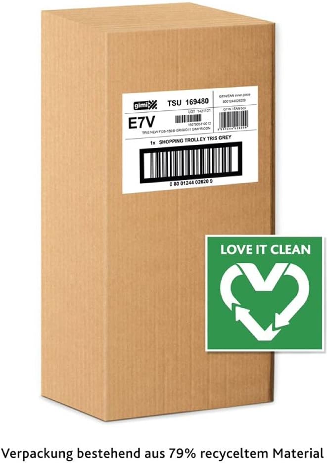 Gimi Tris Einkaufstrolley, wasserabweisende Tasche, 3-Rollen-System, Eco Verpackung, Fassungsvermöge