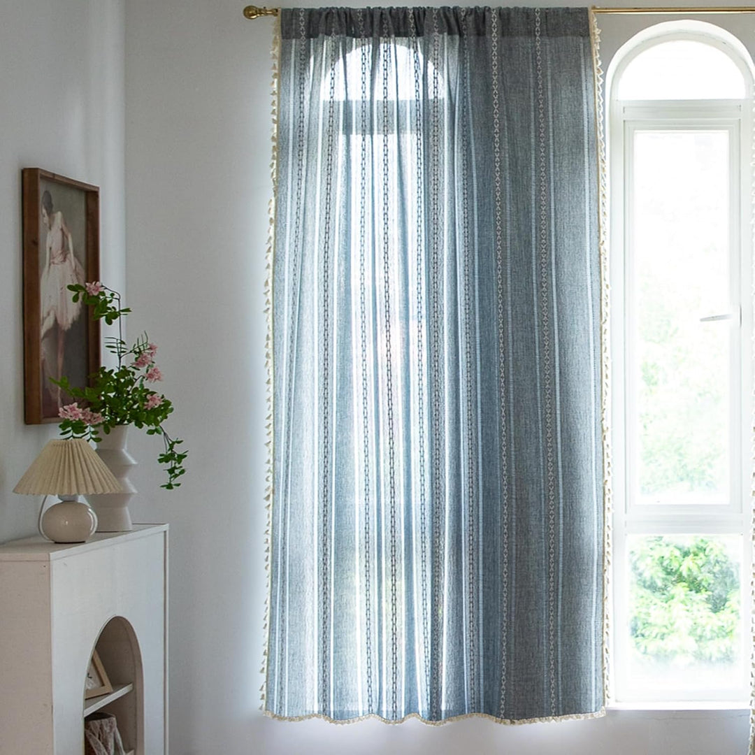 Sutuo Home Boho-Vorhänge für Schlafzimmer, Wohnzimmer, Küche, halbverdunkelnd, französisches Landhau