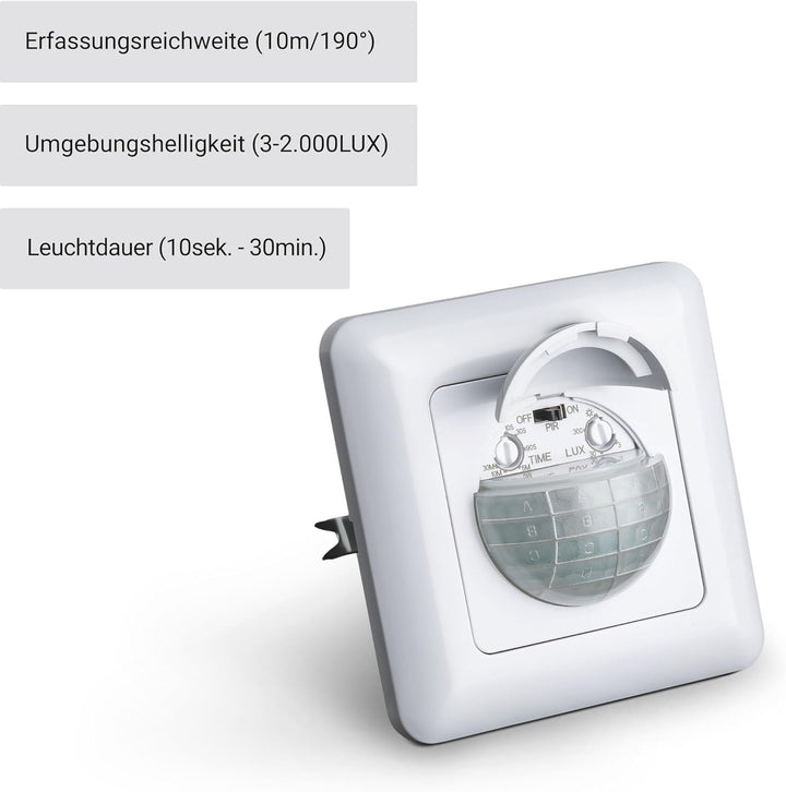 SEBSON Bewegungsmelder Innen Unterputz - 2er Set - LED geeignet, Wand Montage, IR Bewegungssensor pr