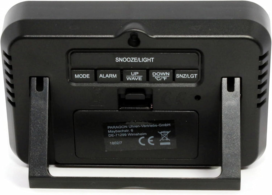 Atlanta Funkwecker Digital LCD Anzeige Alarm Snooze Licht Datum Temperatur - 1802/7 Schwarz