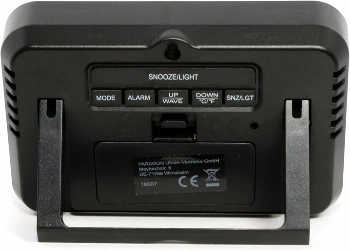 Atlanta Funkwecker Digital LCD Anzeige Alarm Snooze Licht Datum Temperatur - 1802/7 Schwarz