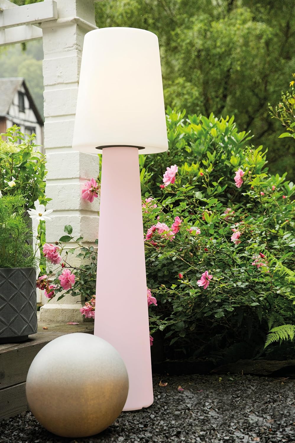8 seasons design Solar LED Stehlampe No. 1-160cm gross (Rosa), warmweisses Licht, Solarlampe mit Däm