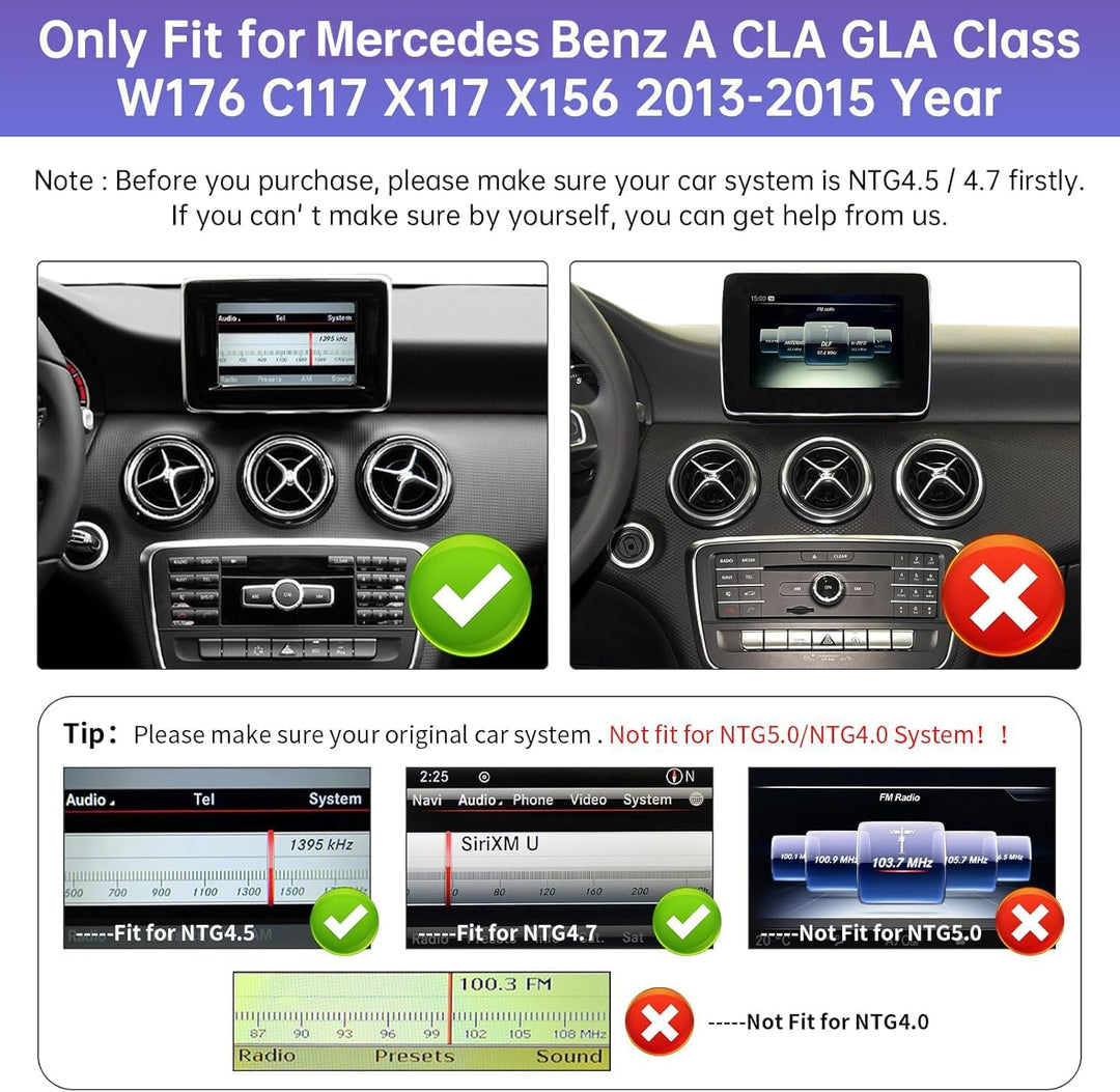 Road Top 10,25 Zoll Autoradio Drahtloses CarPlay Android Auto Touchscreen für Mercedes Benz A/CLA/GL