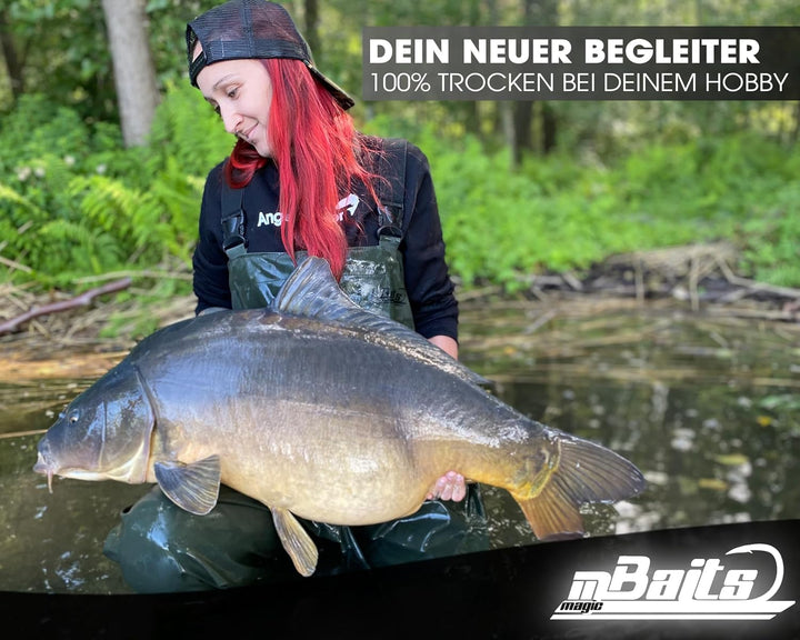 Magic Baits Wathose Wader Watstiefel Watbekleidung PVC Nylon Wasserdicht Anglerhose 45 olive grün, 4