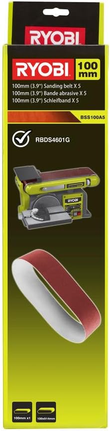 RYOBI 370 W Stand-Bandtellerschleifer (Leerlaufdrehzahl von 2.850 min-1, Winkel von 0 oder 90 Grad,