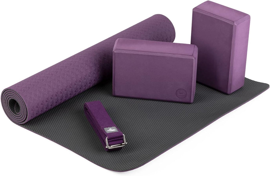 Bodhi Yoga Starter-Set Komplett | Set bestehend aus: 1 Yogamatte aus TPE, 2 Yoga-Bricks aus Eva (Moo