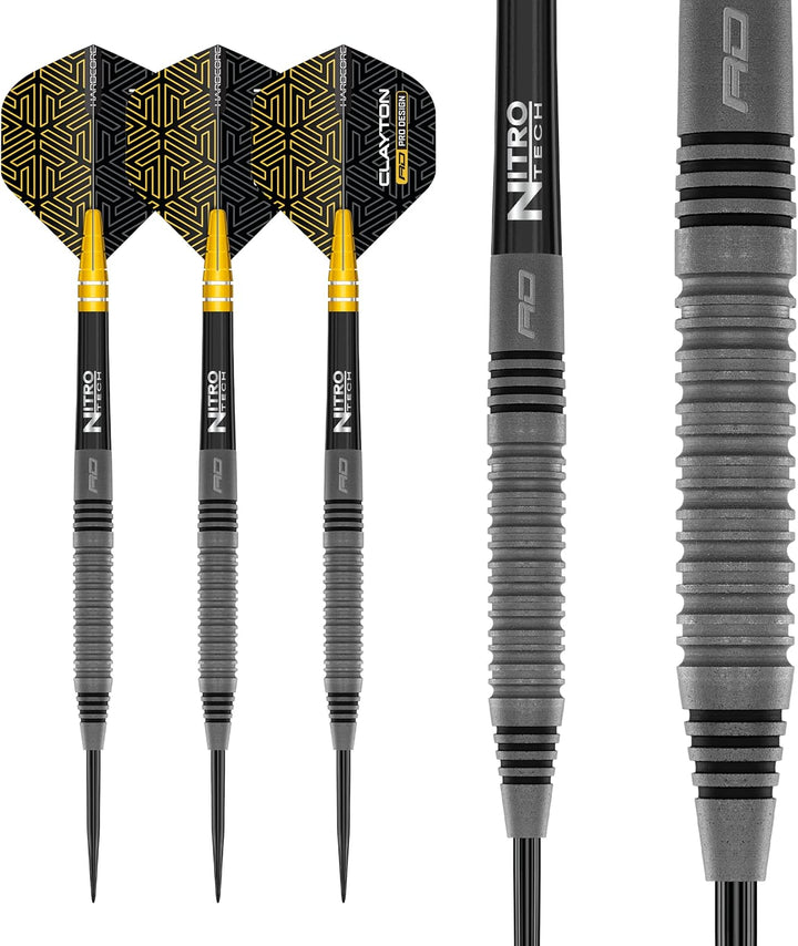 RED DRAGON Jonny Clayton Oxide Auflage Premium Tungsten Darts Set mit Flights und Stielen 23.0 Gramm