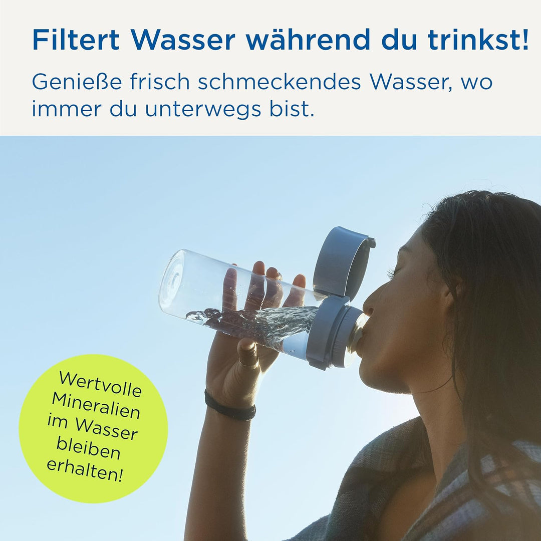 BRITA Wasserfilter-Flasche Model Vital (600ml), 2x MicroDisc Filter Hellblau, Hellblau