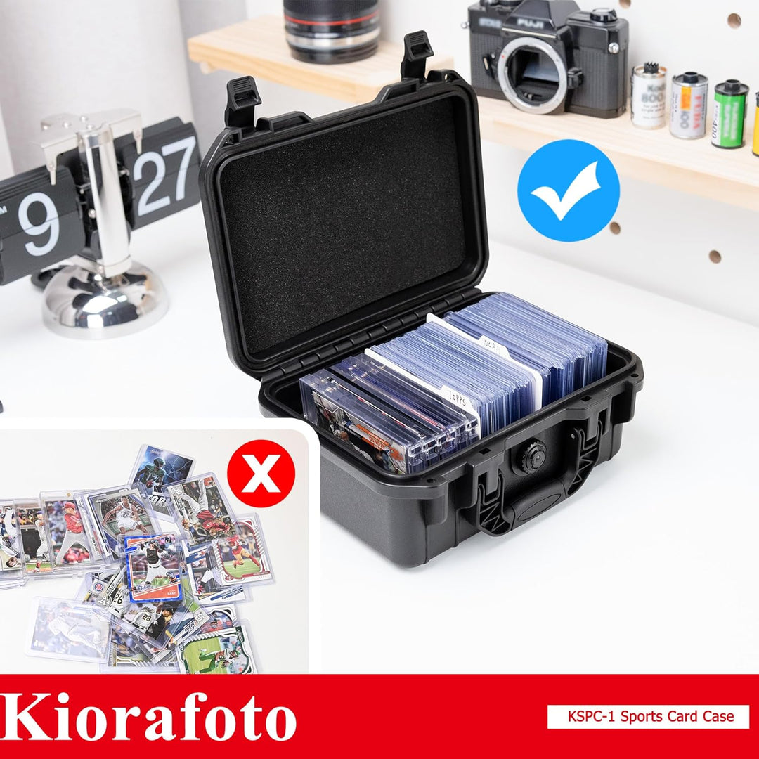 Kiorafoto Graded Card Case, IP67 wasserdichte Sammelkarten Koffer für100+ 3 "x 4" 35pt Toploader ode