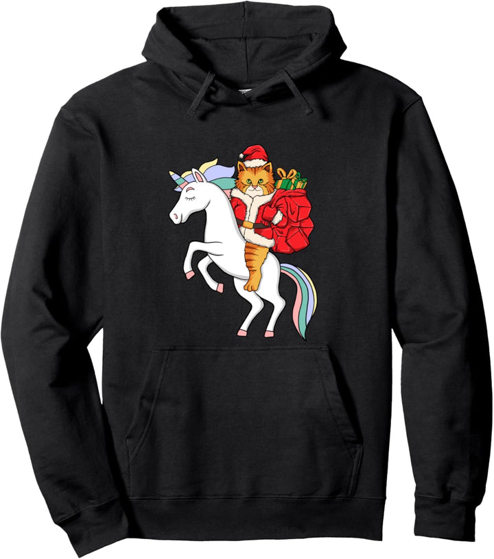Weihnachtsmütze mit Katzen-Motiv, Einhorn-Motiv, für Kinder, Jungen, Mädchen, Weihnachten Pullover H