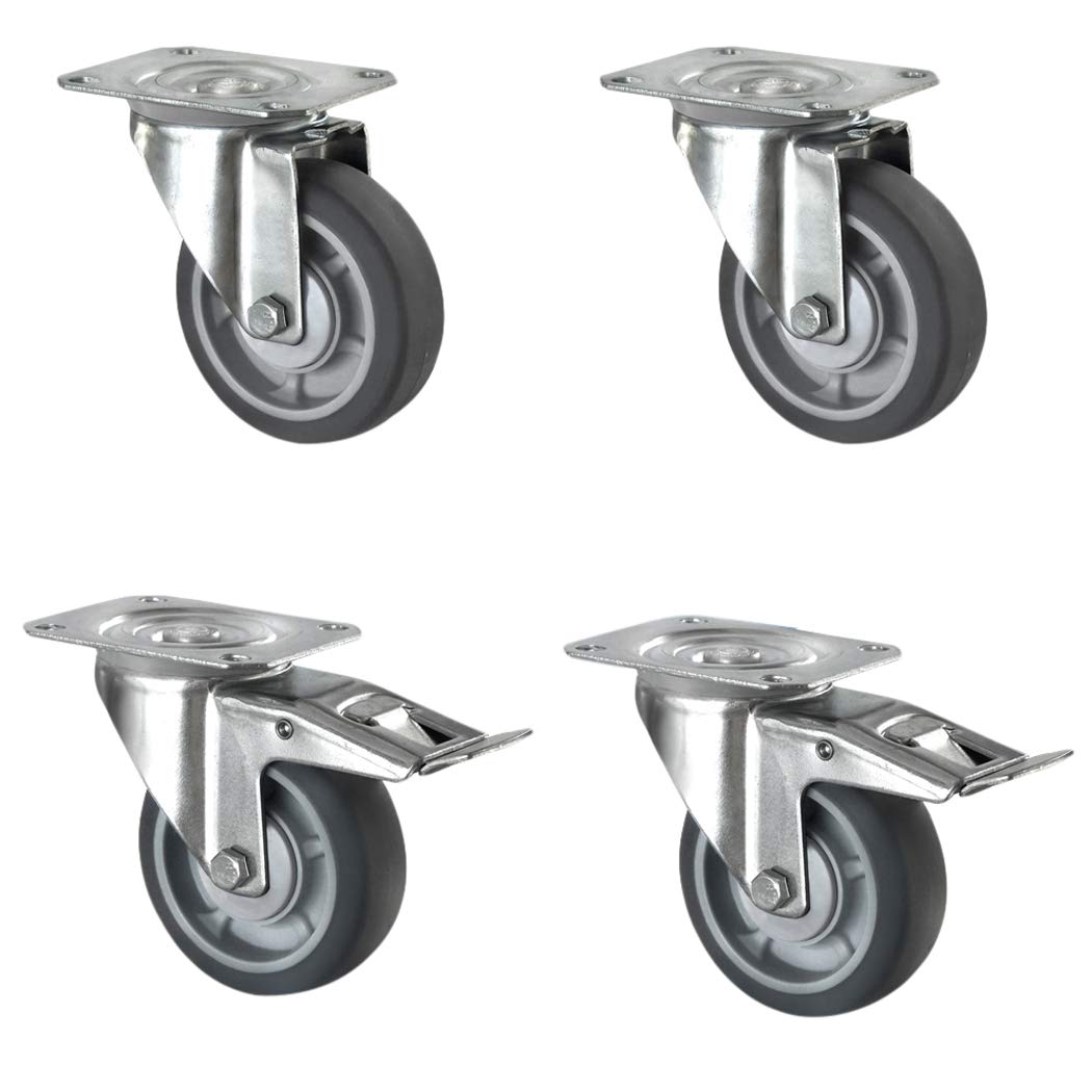CASCOO SETSBTB100P2G2B32 Rollensatz 2 Lenkrollen-, 2 mit Feststeller, Polypropylen, Gummi, Durchmess