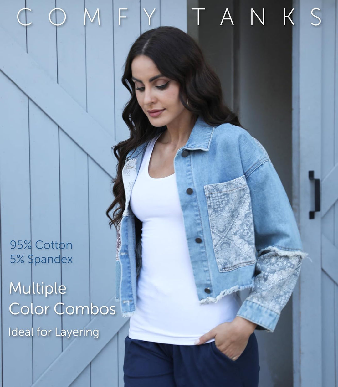 Comfneat Damen 4-Pack Tank Tops Stretch Baumwolle Elasthan Bequeme Unterhemden S Weiss 4-pack, S Wei