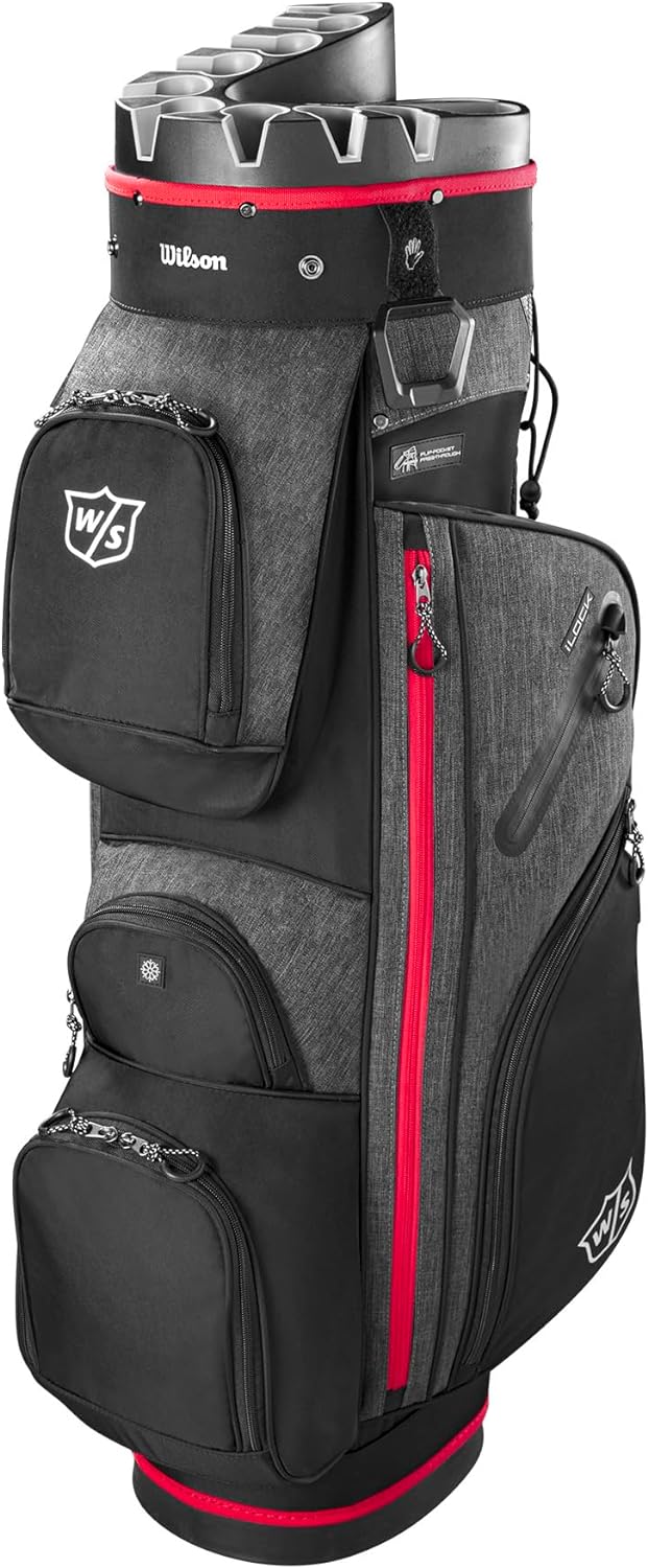 Wilson Unisex-Adult I-Lock 3 Golf Cart Bag 34" Black/Red, 34" Black/Red