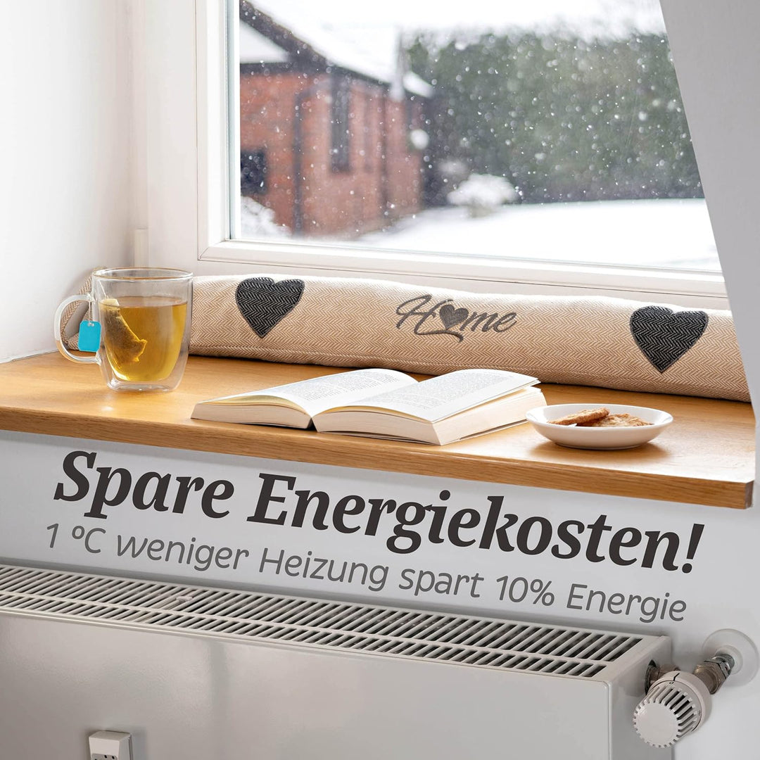 Praknu 2 Stück Zugluftstopper 90cm - Waschbarer Bezug - Energiesparend - Extra Schwer - Für Türen un