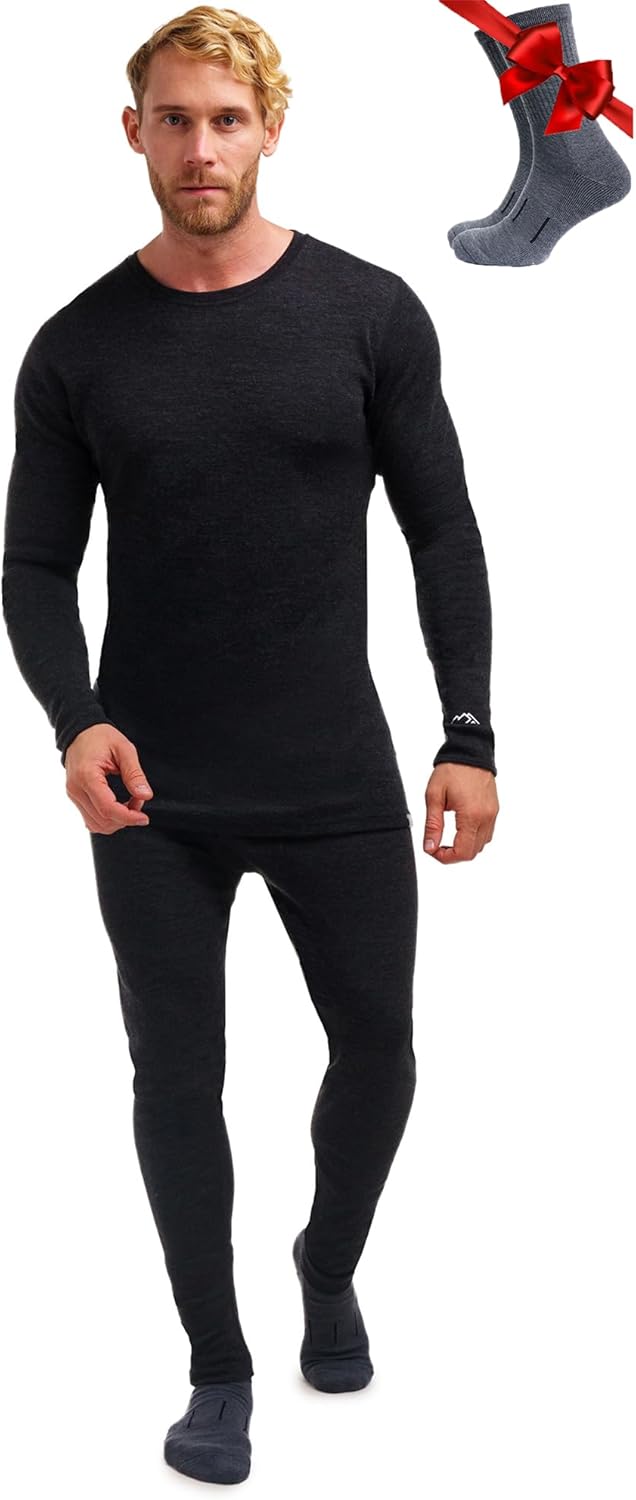 Merino.tech 100% Merino Unterwäsche Herren Set - Leicht, Mittelgewicht, Thermounterwäsche Merinowoll