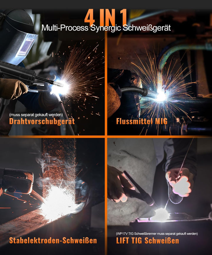 HITBOX Fülldraht Schweissgerät ohne Gas, 200A 230V Fülldraht Schweissgerät 4-in-1 Funktion Gasloses