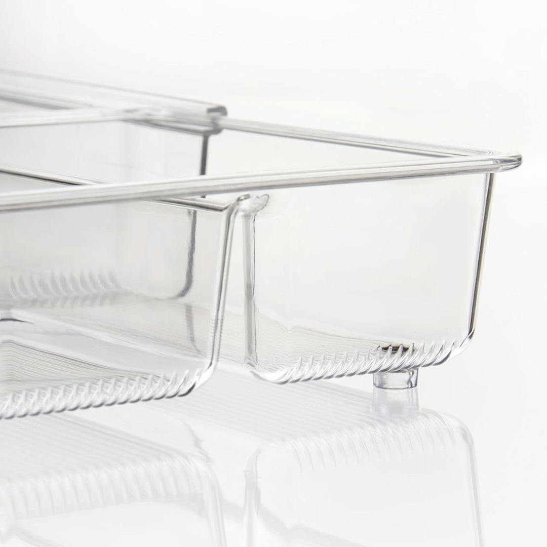 iDesign Linus Schubladenbox, extragrosser Besteckkasten mit 4 langen Fächern aus Kunststoff, auszieh