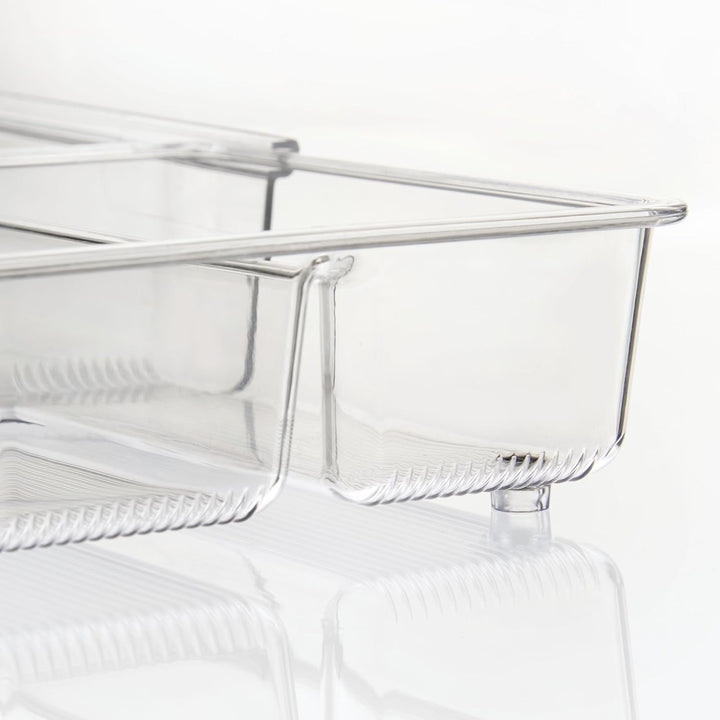 iDesign Linus Schubladenbox, extragrosser Besteckkasten mit 4 langen Fächern aus Kunststoff, auszieh