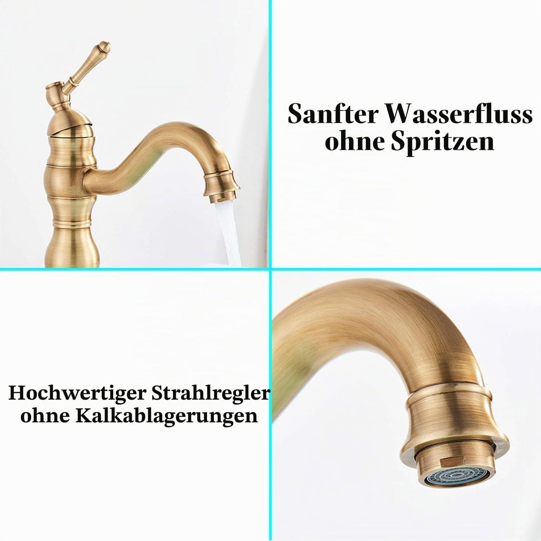 Rozin Retro Waschtischarmatur Einhebelmischer Wasserfallauslauf Kurze Ausführung aus Messing Kurzer