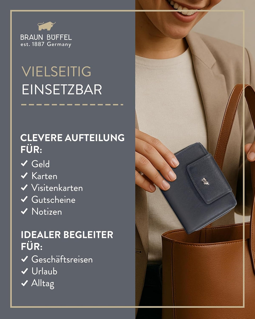 BRAUN BÜFFEL Herren Geldbörse aus echtem Rindsleder Golf mit RFID Schutz - Mittelgrosse Reissverschl