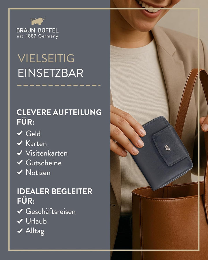 BRAUN BÜFFEL Herren Geldbörse aus echtem Rindsleder Golf mit RFID Schutz - Mittelgrosse Reissverschl