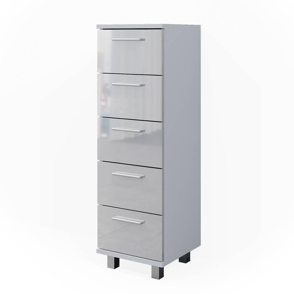 Vicco Badschrank Ilias, Weiss Hochglanz, 30 x 95 cm, Weiss Hochglanz