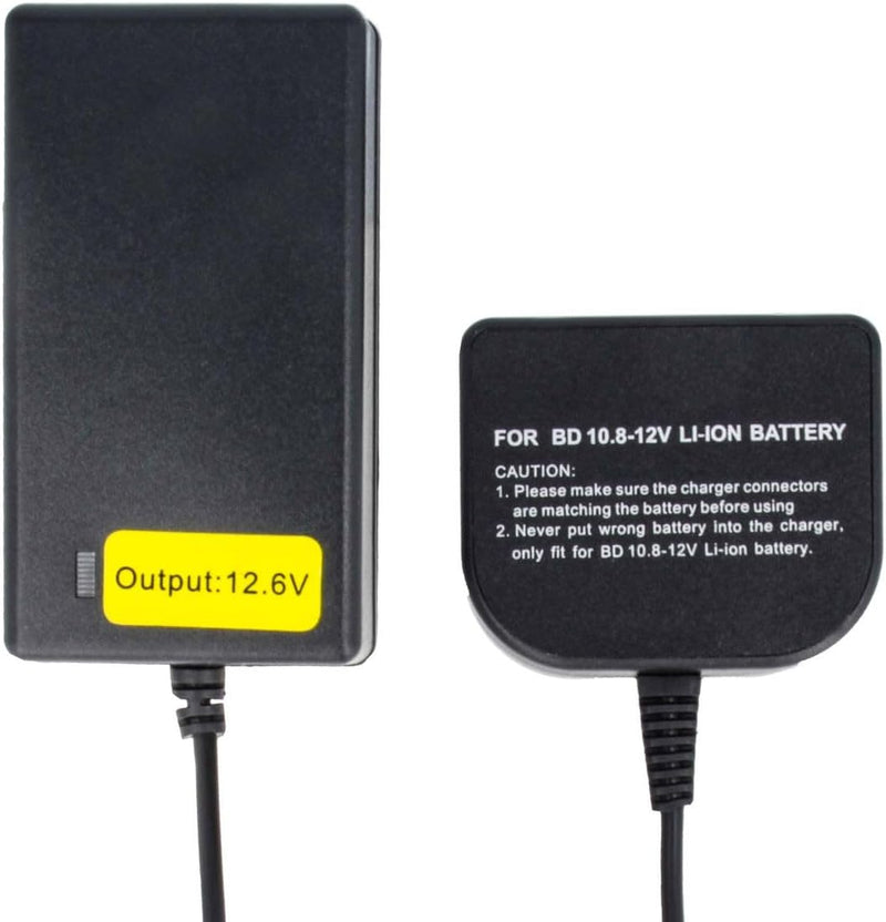 Ladegerät kompatibel mit Black & Decker Li-Ion Werkzeug-Akkus BDCD112, LBXR1512-12.6V 1.5A 10.8-12.6