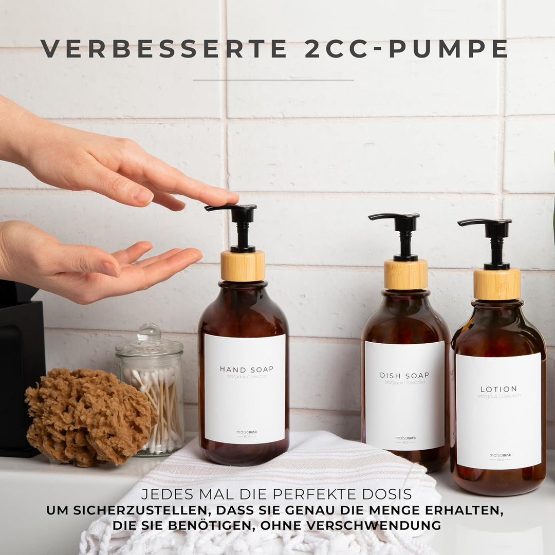 MaisoNovo Shampoo Spender Für Dusche 3er Set - Bernstein Duschgelspender Für Dusche Mit Pumpe Schwar